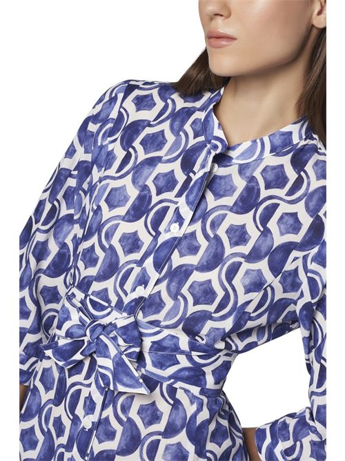 abito donna fantasia geometrica blu e bianco Camicetta Snob | 610-48489852